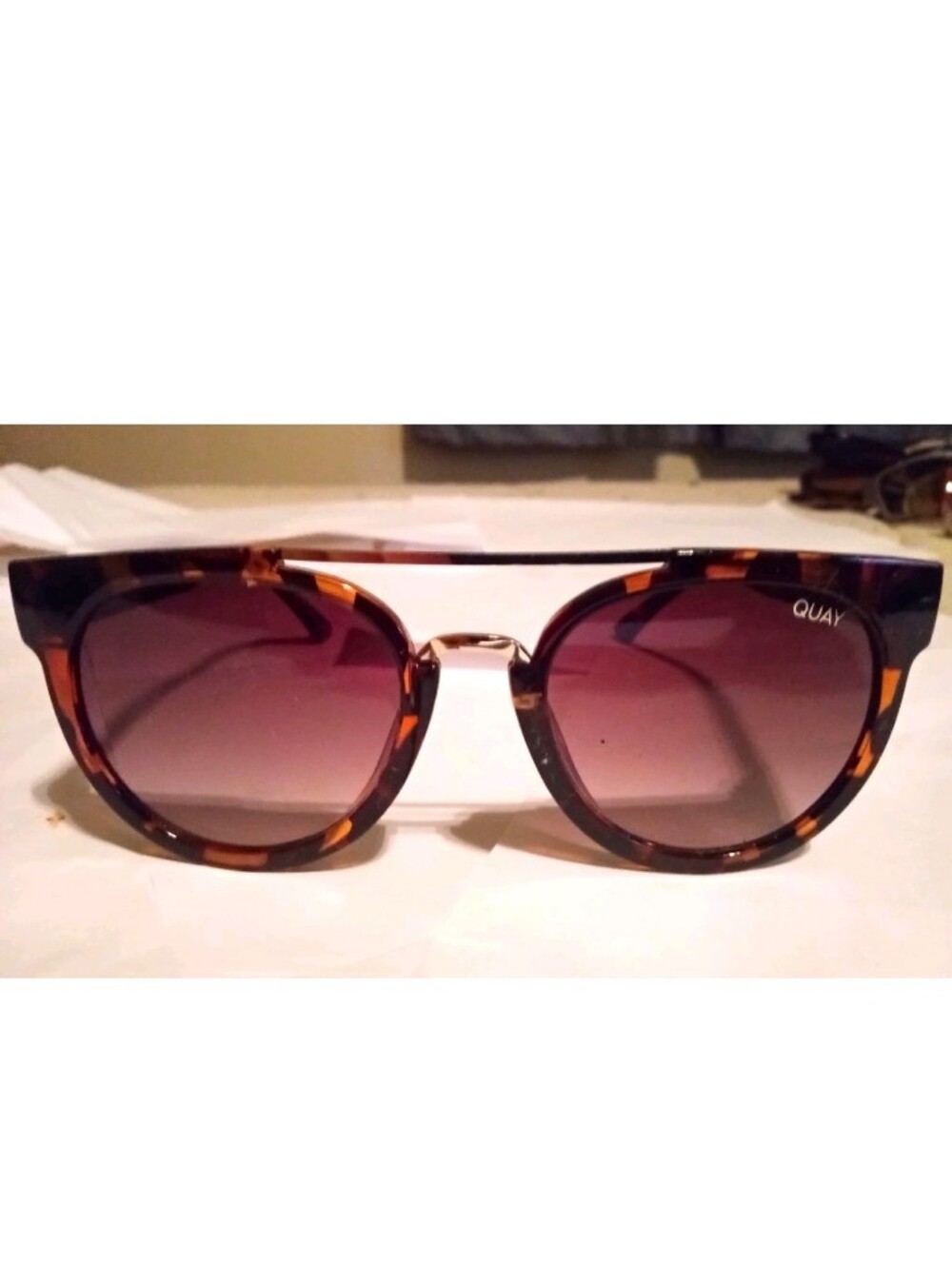 Quay ODIN Women's Cat Eye Tortoiseshell Sunglasses Brown Gradient UV400 126mm
